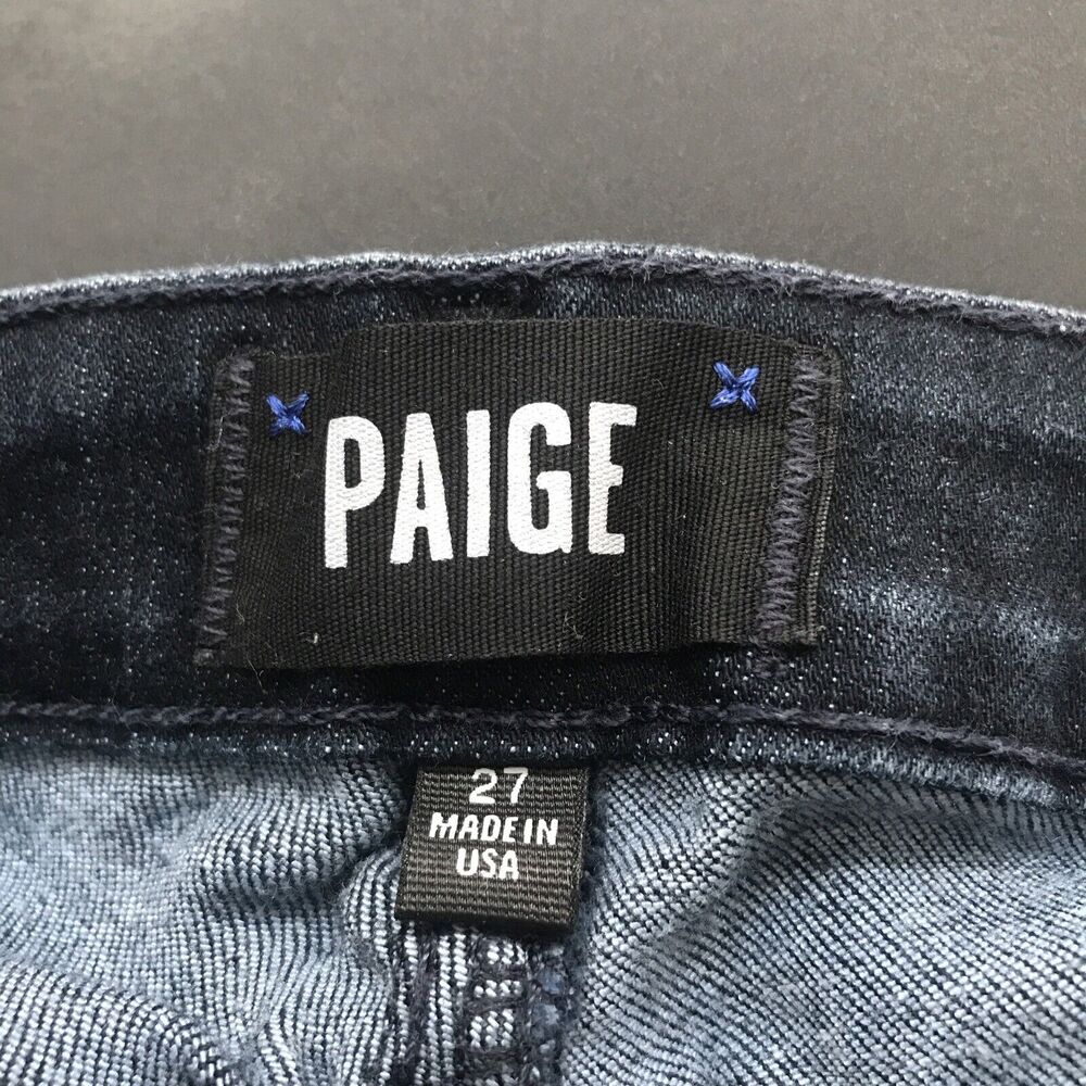 Paige Skyline Skinny Womens 27 Luella Dark Wash Mid Rise Pockets Stretch - Picture 4 of 14